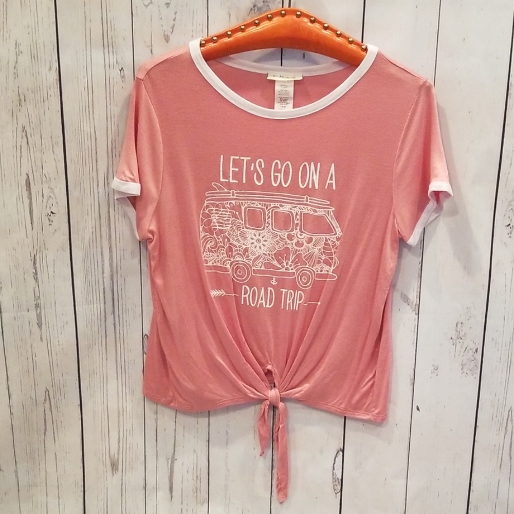 NWT NEVER WORN Atticute Pink Tie "Road Trip" Tee!